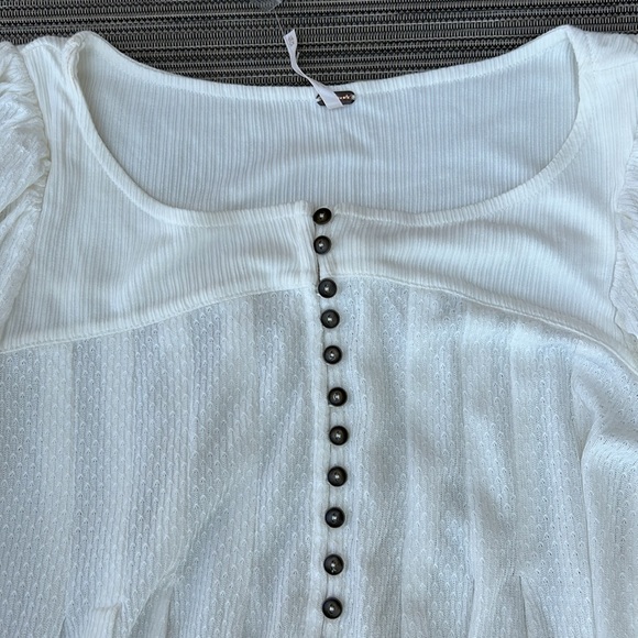 NWT Free People Devin Textured Top Blouse Ivory Size XS-S - Picture 5 of 13